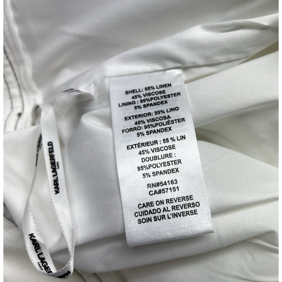 Karl Lagerfeld Women's Wide-Leg Linen Blend Pants Lined White Size 6 Nactical - Picture 6 of 9